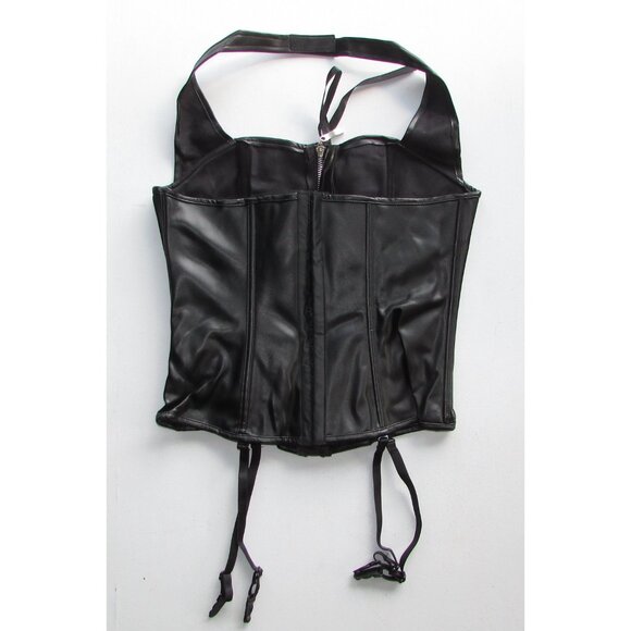 Black Pleather Halter Corset Set - NEW - Picture 8 of 11